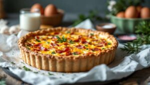 Für den Oster-Brunch: Quiche mit Schinken und Ei