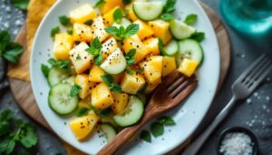 Frischer Ananas-Gurken-Salat mit Minze und Limette